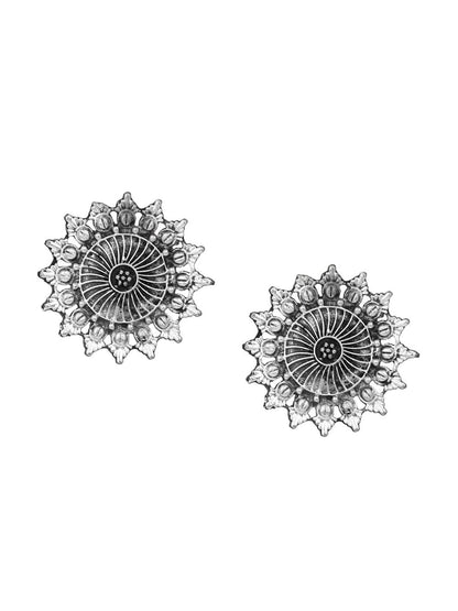 Cardinal Silver-Toned Black Oxidized Choker Necklace Set