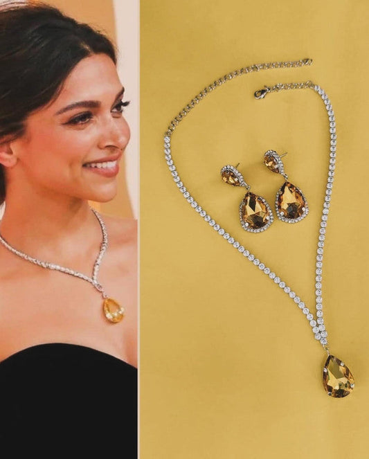 Deepika Padukone Designer American Diamond Nacklace Set