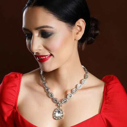 Designer 18k Foil Gold Dual Tone Gold Silver Pendant Necklace