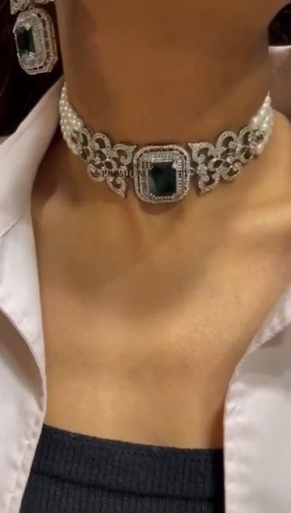 Designer AD Jewelry Choker Set with Earrings