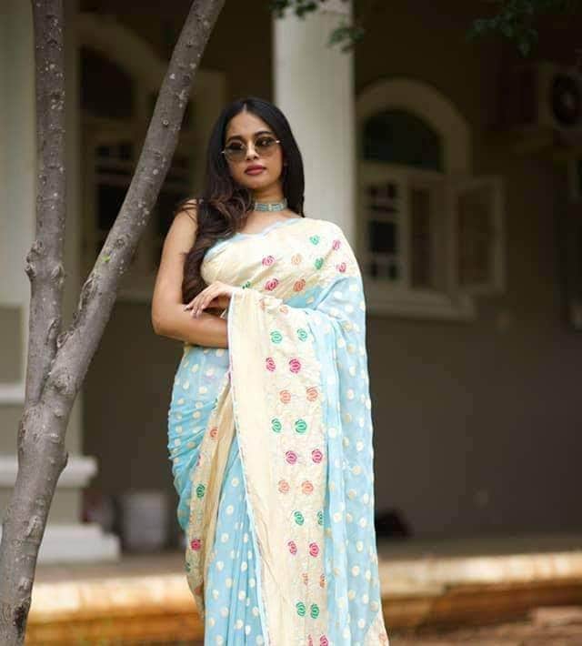 Designer Banarasi  Georgette Chiffon - Silk Saree with meenakari work