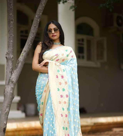 Designer Banarasi  Georgette Chiffon - Silk Saree with meenakari work