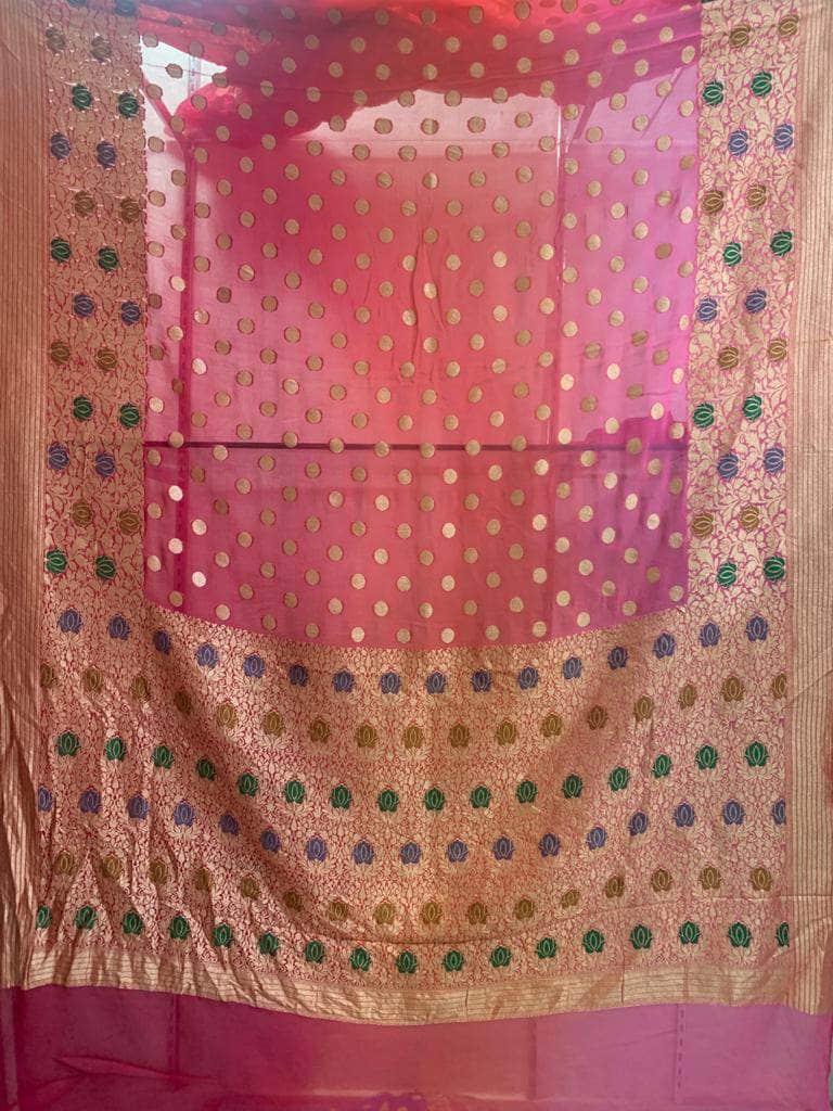 Designer Banarasi  Georgette Chiffon - Silk Saree with meenakari work