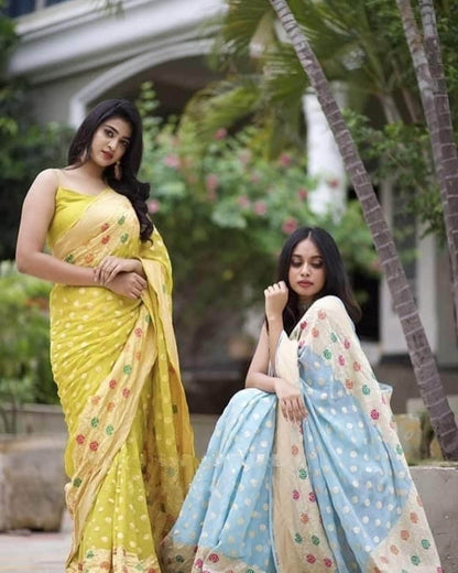 Designer Banarasi  Georgette Chiffon - Silk Saree with meenakari work