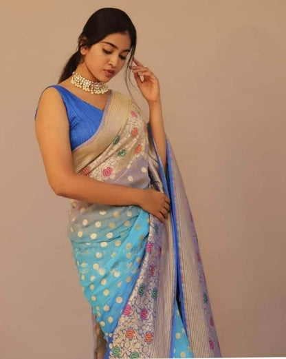 Designer Banarasi  Georgette Chiffon - Silk Saree with meenakari work