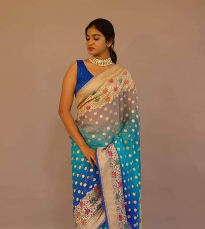 Designer Banarasi  Georgette Chiffon - Silk Saree with meenakari work