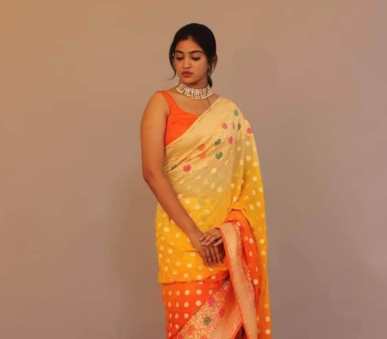 Designer Banarasi  Georgette Chiffon - Silk Saree with meenakari work