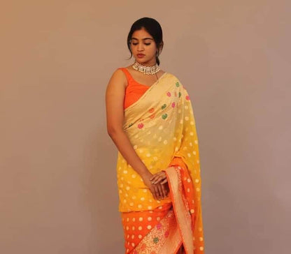 Designer Banarasi  Georgette Chiffon - Silk Saree with meenakari work