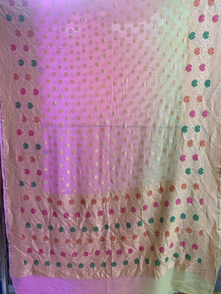 Designer Banarasi  Georgette Chiffon - Silk Saree with meenakari work