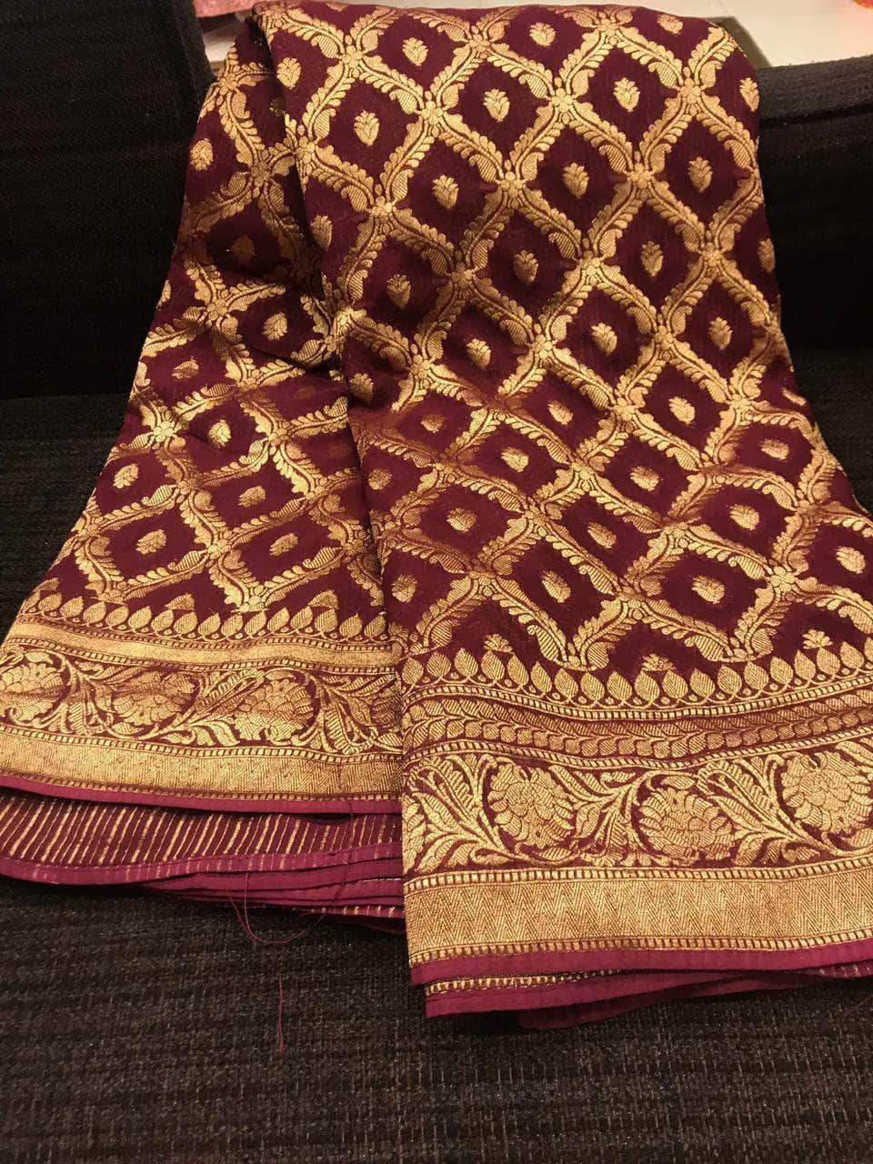 Designer Georgette Banarasi Khaddi Saree
