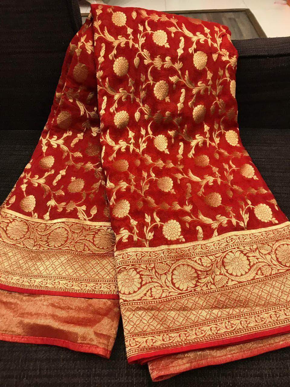 Designer Georgette Banarasi Khaddi Saree