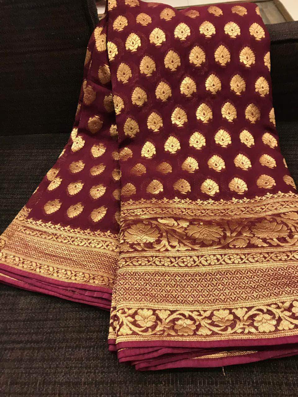Designer Georgette Banarasi Khaddi Saree