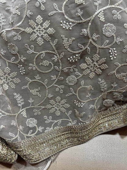 Designer Georgette Chikankari Saree with Sequin  Work
