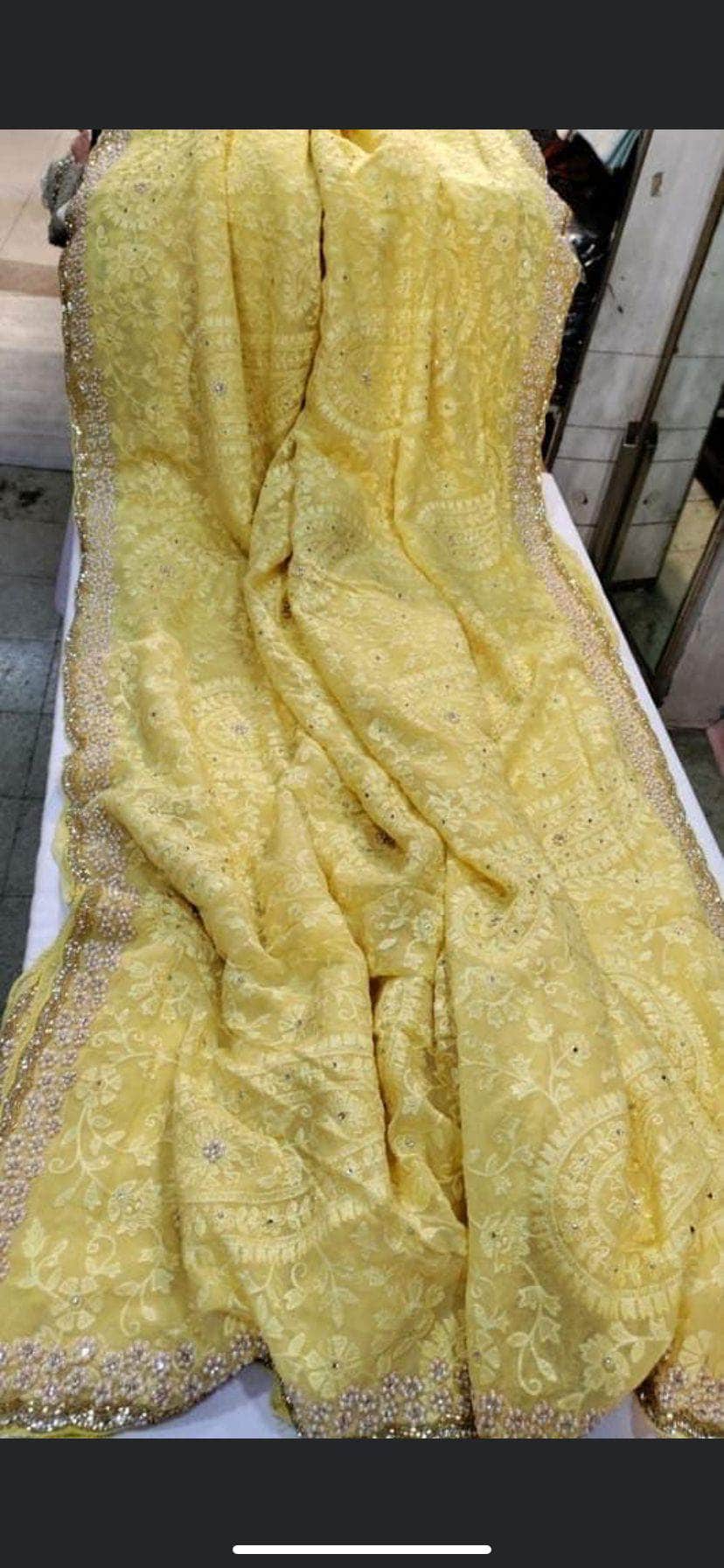 Designer Georgette Chikankari Saree with Sequin  Work