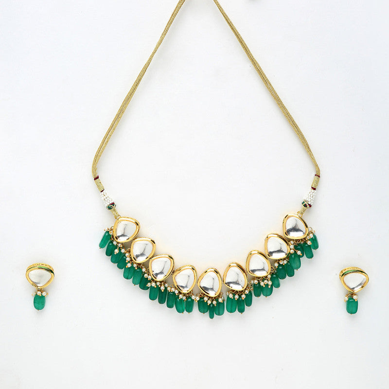 Designer Green And Golden Kundan Choker With Studs
