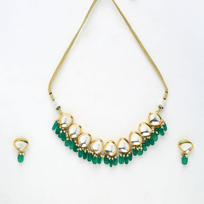 Designer Green And Golden Kundan Choker With Studs