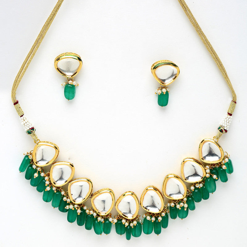 Designer Green And Golden Kundan Choker With Studs