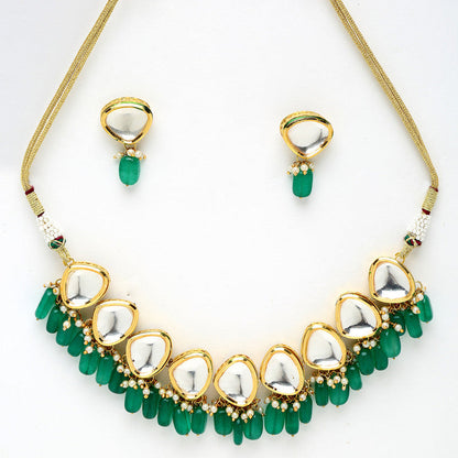 Designer Green And Golden Kundan Choker With Studs