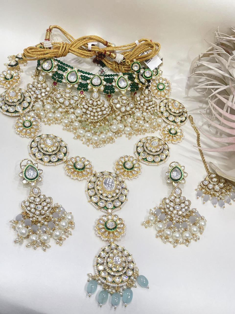 Designer Handmade Bridal Polki Set