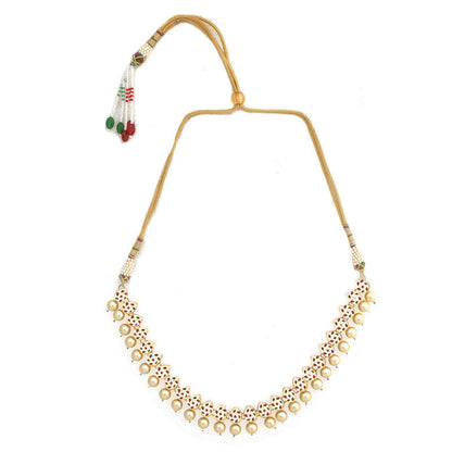 Designer Ivory Beaded Kundan Necklace With Earrings