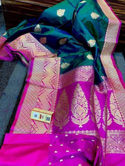 Designer Katan Silk Saree with Antique Zari Work