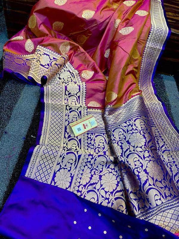 Designer Katan Silk Saree with Antique Zari Work