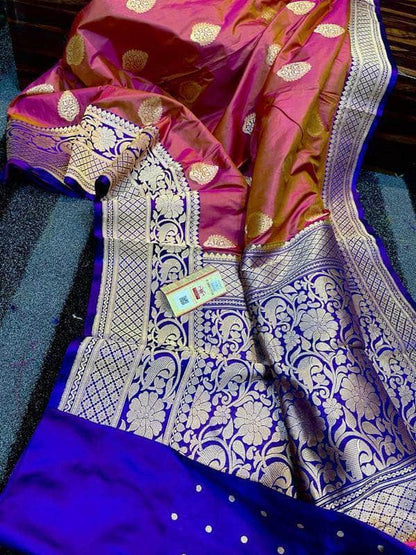 Designer Katan Silk Saree with Antique Zari Work