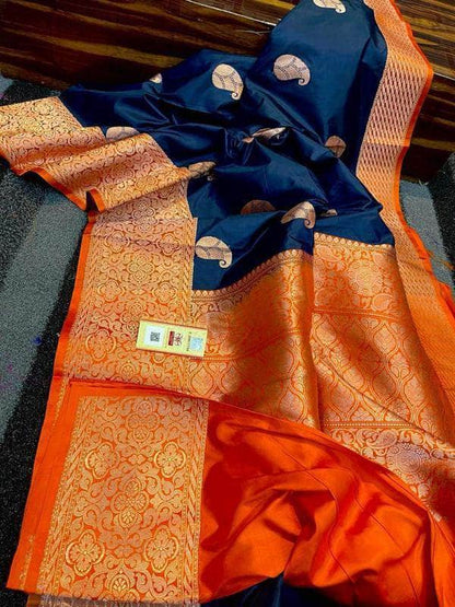 Designer Katan Silk Saree with Antique Zari Work
