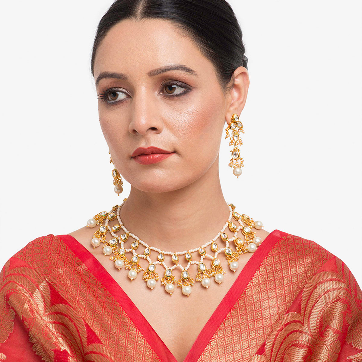 Designer Kundan Choker Set With Earrings