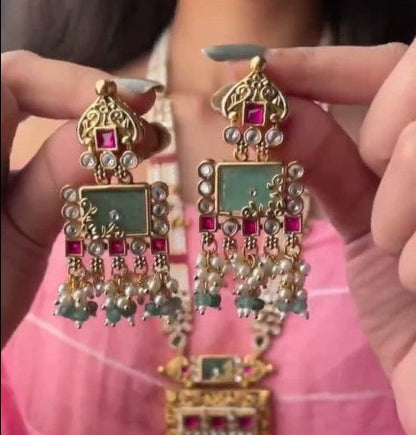 Designer Kundan Motimala Antique Necklace Set for Women