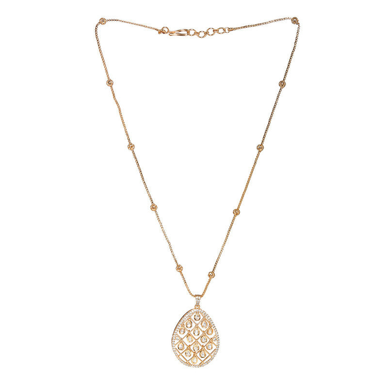 Designer Long Gold Chain With Kundan Jhallar Pendant