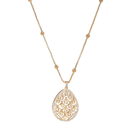 Designer Long Gold Chain With Kundan Jhallar Pendant