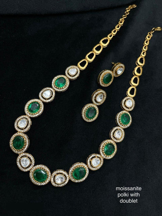 Designer Moissanite Doublet Polki Nacklace Set