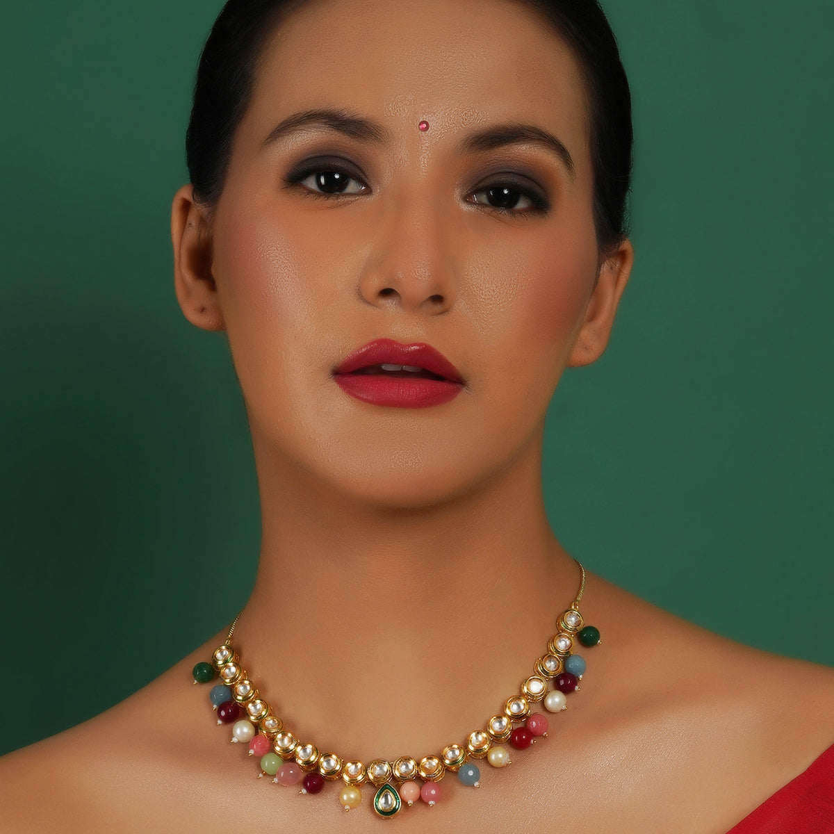 Designer Multi Stone Kundan Necklace