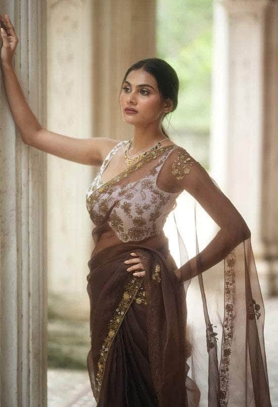 Designer organza Saree with Custom Blouse