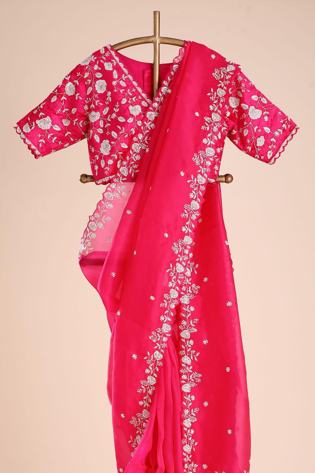 Designer Organza Silk Saree with Cutdana Handwork Border