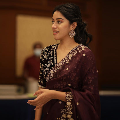 Designer Organza Silk Saree with Cutdana Handwork Border