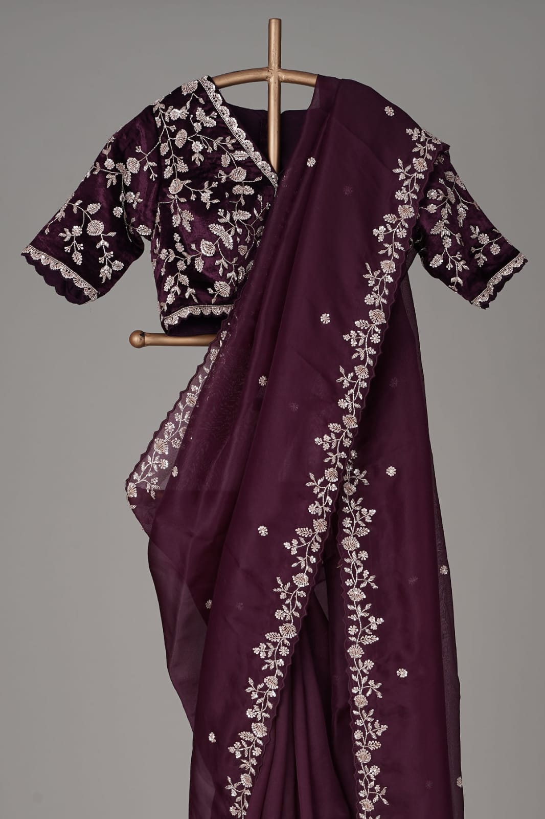 Designer Organza Silk Saree with Cutdana Handwork Border