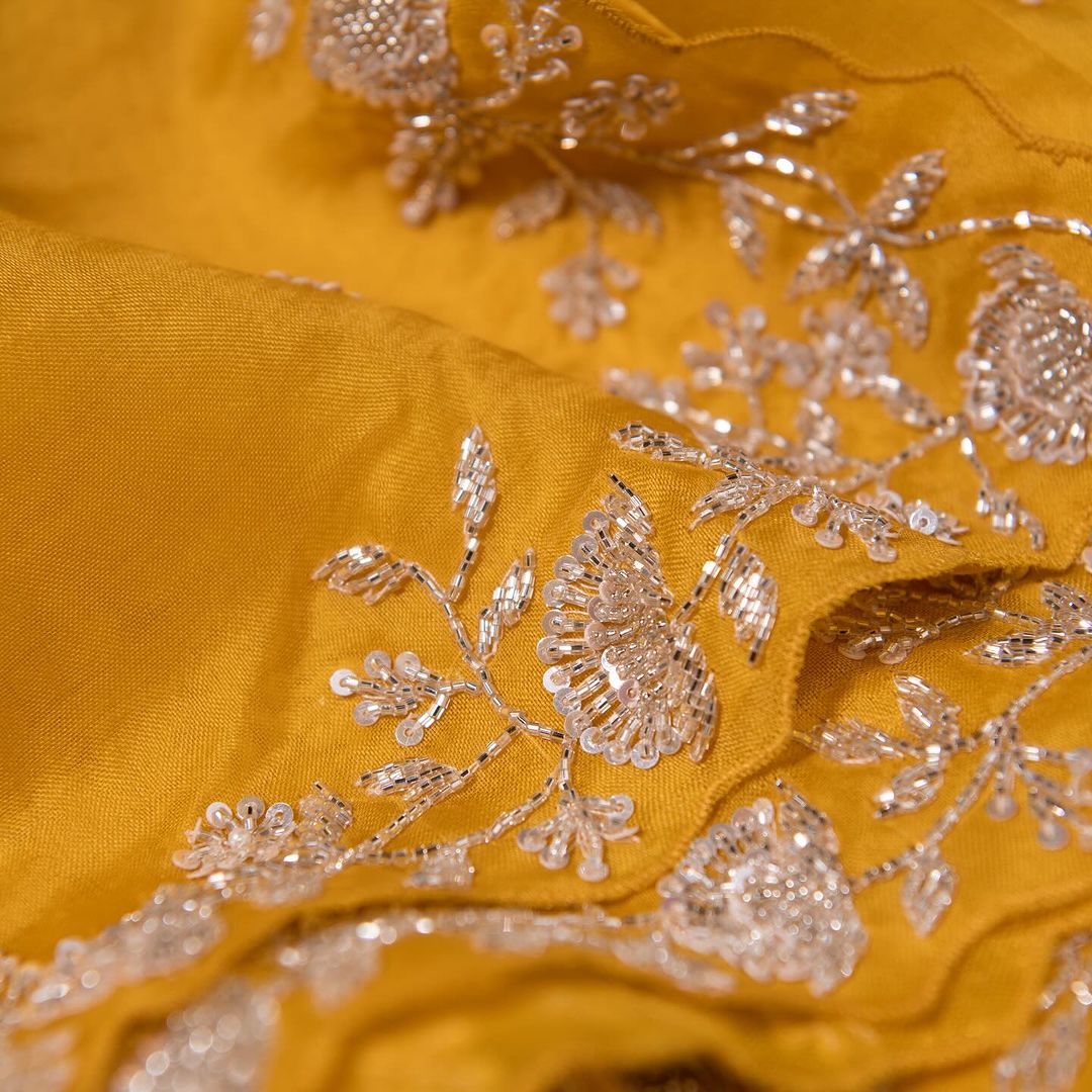 Designer Organza Silk Saree with Cutdana Handwork Border