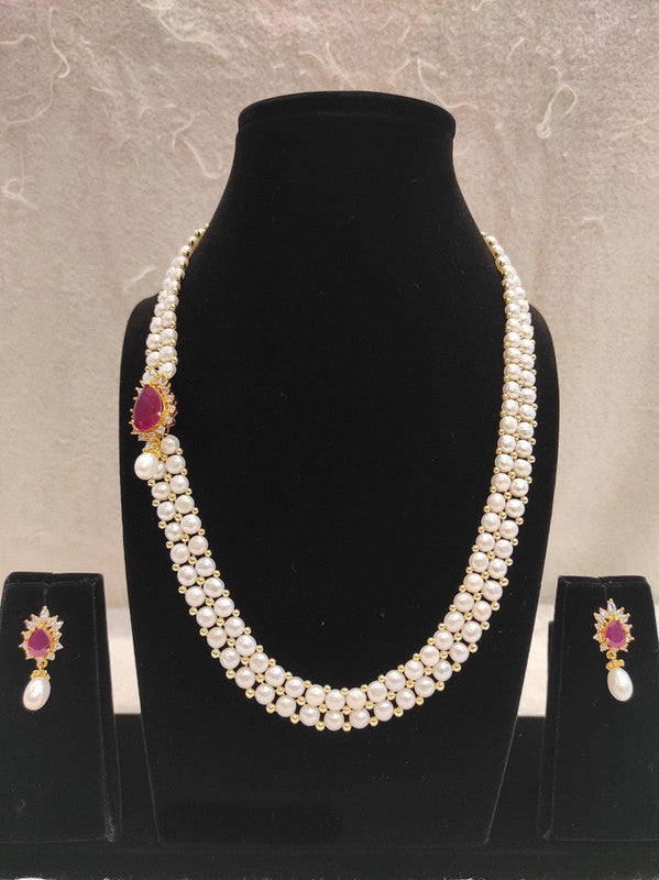 Designer Pearl Moti Mala Necklace Set for Women