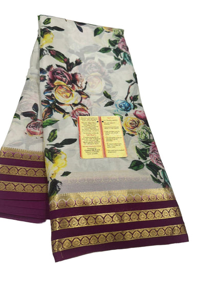 Digital Floral Print Mysoore Silk Saree
