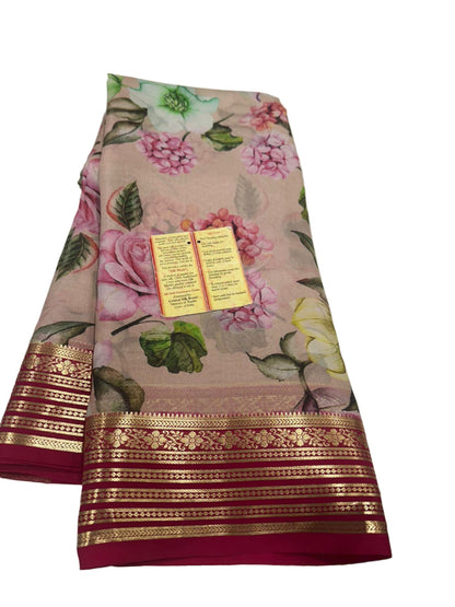 Digital Floral Print Mysoore Silk Saree