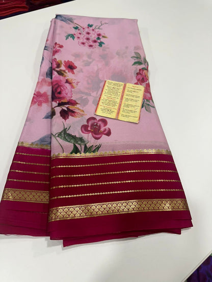Digital Floral Print Mysoore Silk Saree