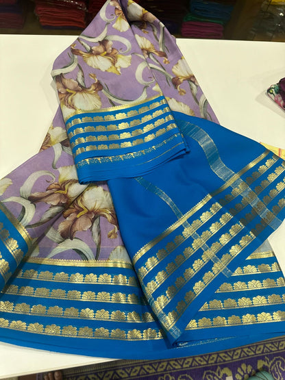 Digital Floral Print Mysoore Silk Saree