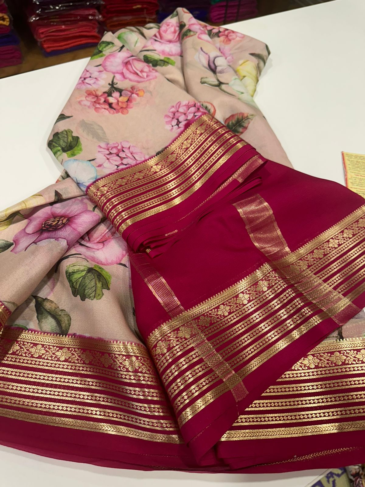 Digital Floral Print Mysoore Silk Saree