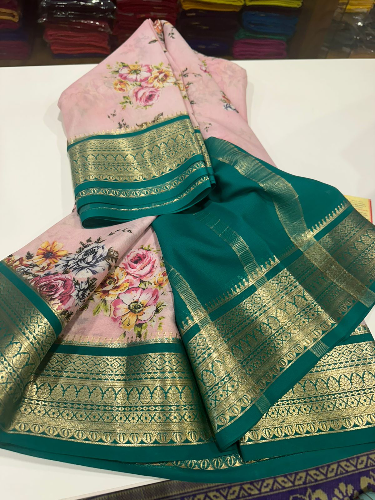 Digital Floral Print Mysoore Silk Saree