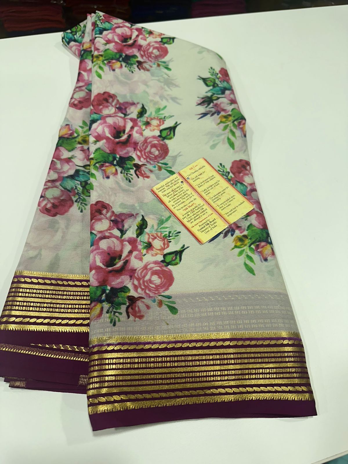 Digital Floral Print Mysoore Silk Saree