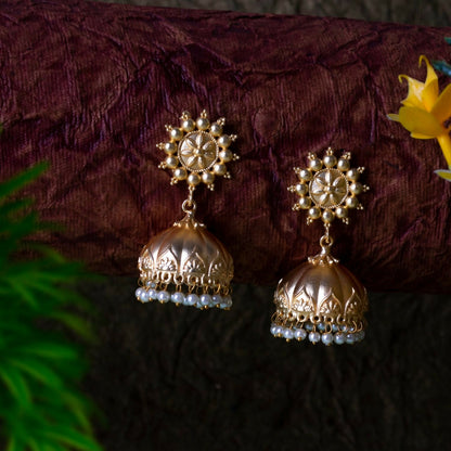 Joban Fashion Women Matte Gold Brass Jhumka