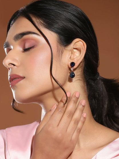 Midnight Blue Stone Earrings- Ruby Raang