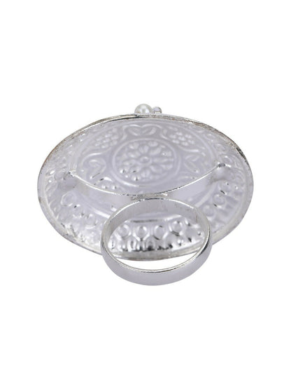 Joban Fashion Women Red Stone Silver Tone Ring